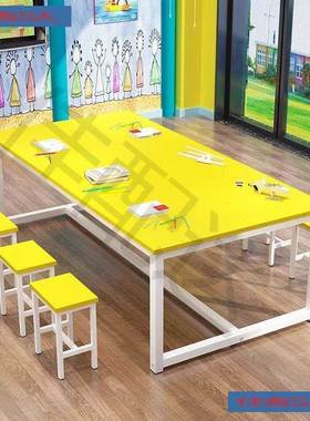 画室桌子学生辅导补班习书培训机构课桌园椅幼儿绘画美QhweyxBA术