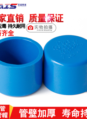 PVC管帽 管堵闷头堵头盖给水管U20 25 32 40 50 63 75 90 110蓝色