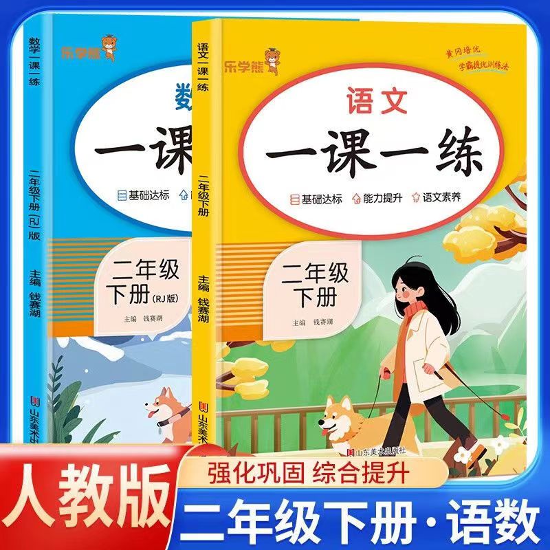 二年级下册人教版语文数学同步练习册课时同步随堂作业总复习一课一练语文数学基础达标培优提升训练