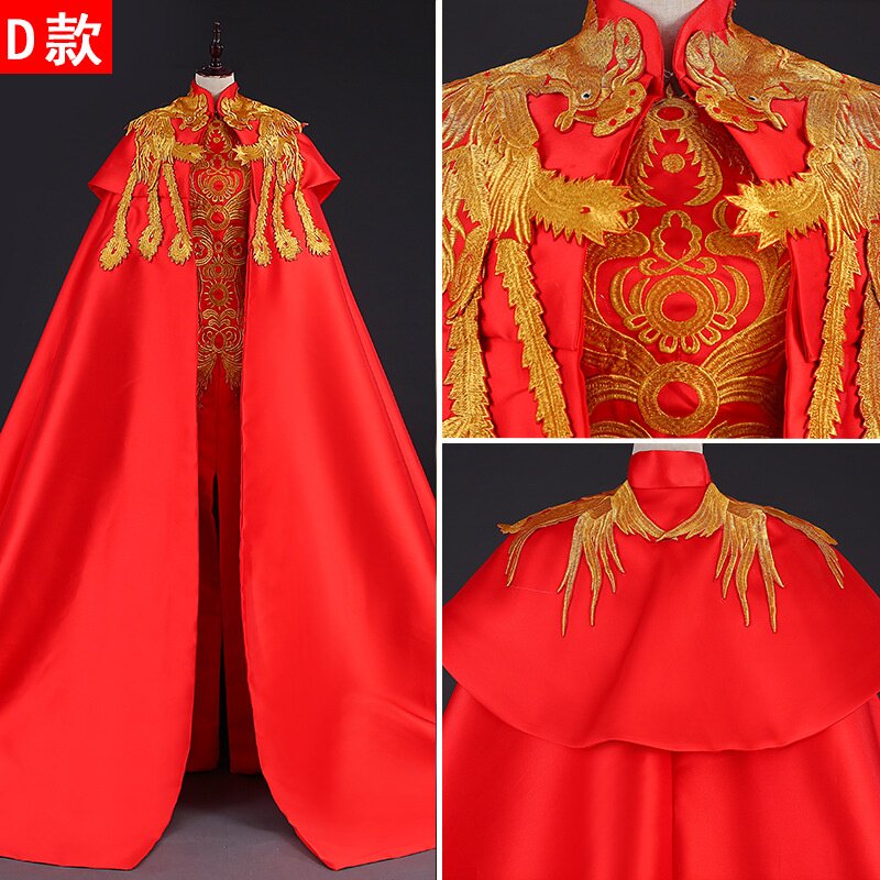 2025新款中国风晚礼服女时尚端庄大气长款主持人礼服女拖尾走