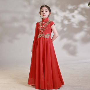 2026新款红色女童弹古筝演出服中国风儿童民乐演奏合唱艺考表