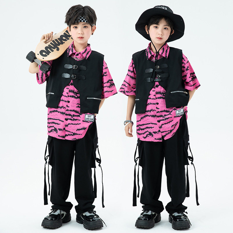 2026新款少儿街舞斑马套装男童嘻哈酷帅hiphop街舞儿童潮服