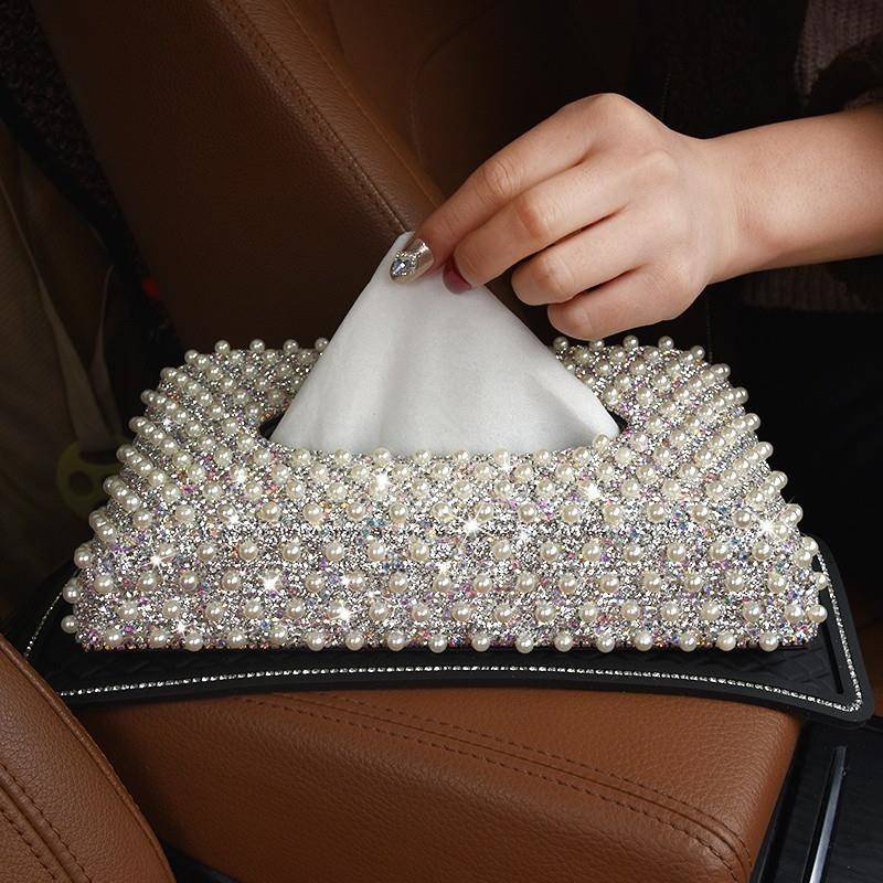 H2V车载纸巾盒创意车用镶钻抽纸盒高挡时尚个性汽车摆件