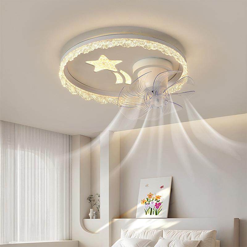 吸顶灯风扇灯现代主卧室书房轻奢高级感房间灯水晶家用吸顶风扇灯