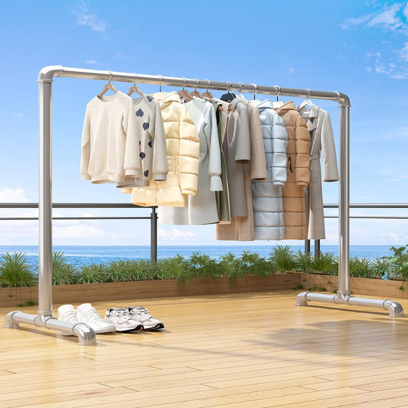 钢管晾衣架落地阳台卧室户外折叠简易晒被凉衣水管挂衣服架子家用