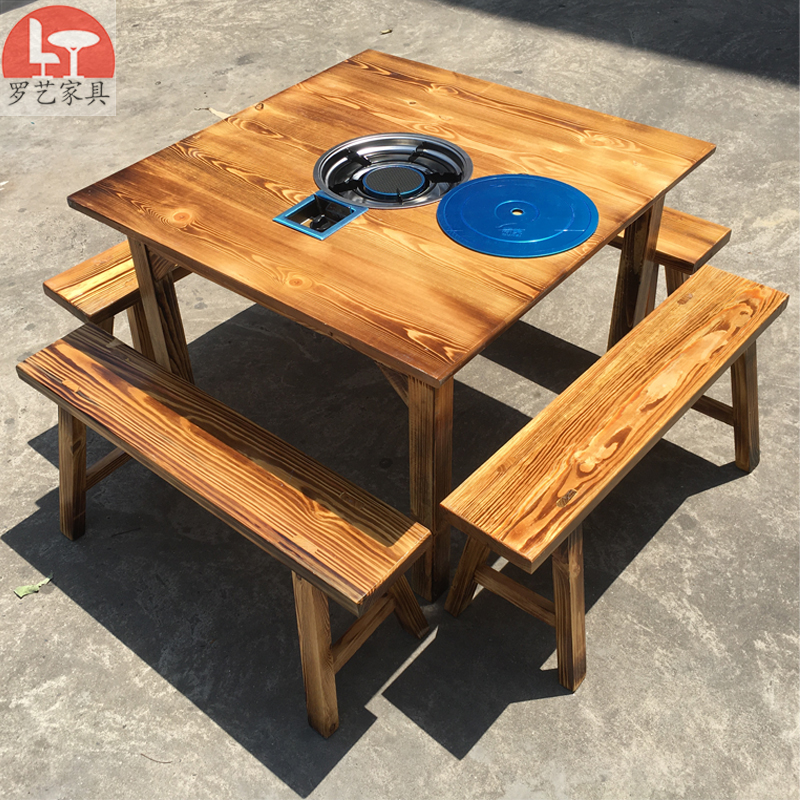 实木饭店火锅店桌椅小吃店烧烤正方桌大排档农家乐早餐店方桌方形