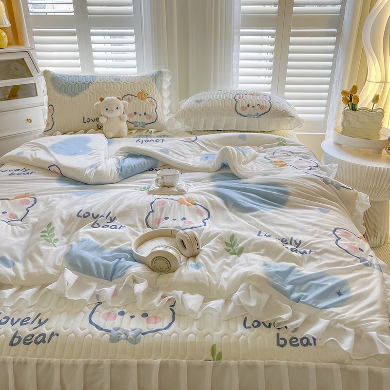 乳胶凉席床裙款夏凉被四件套夏季2024新款冰丝凉垫空调席子三件套