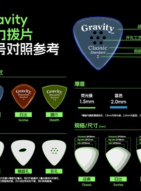 美产Gravity吉他拨片重力电吉他扫弦贝斯爵士3防滑速弹片Pick