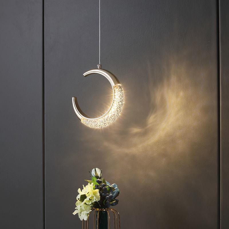 轻奢床头卧室温馨浪漫网红小吊灯后现代极简卧室水晶吊灯床头吊灯