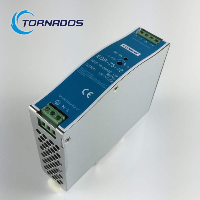 超薄导轨式开关电源EDR-75-12代替DR薄款导轨工业稳压直流输出12V