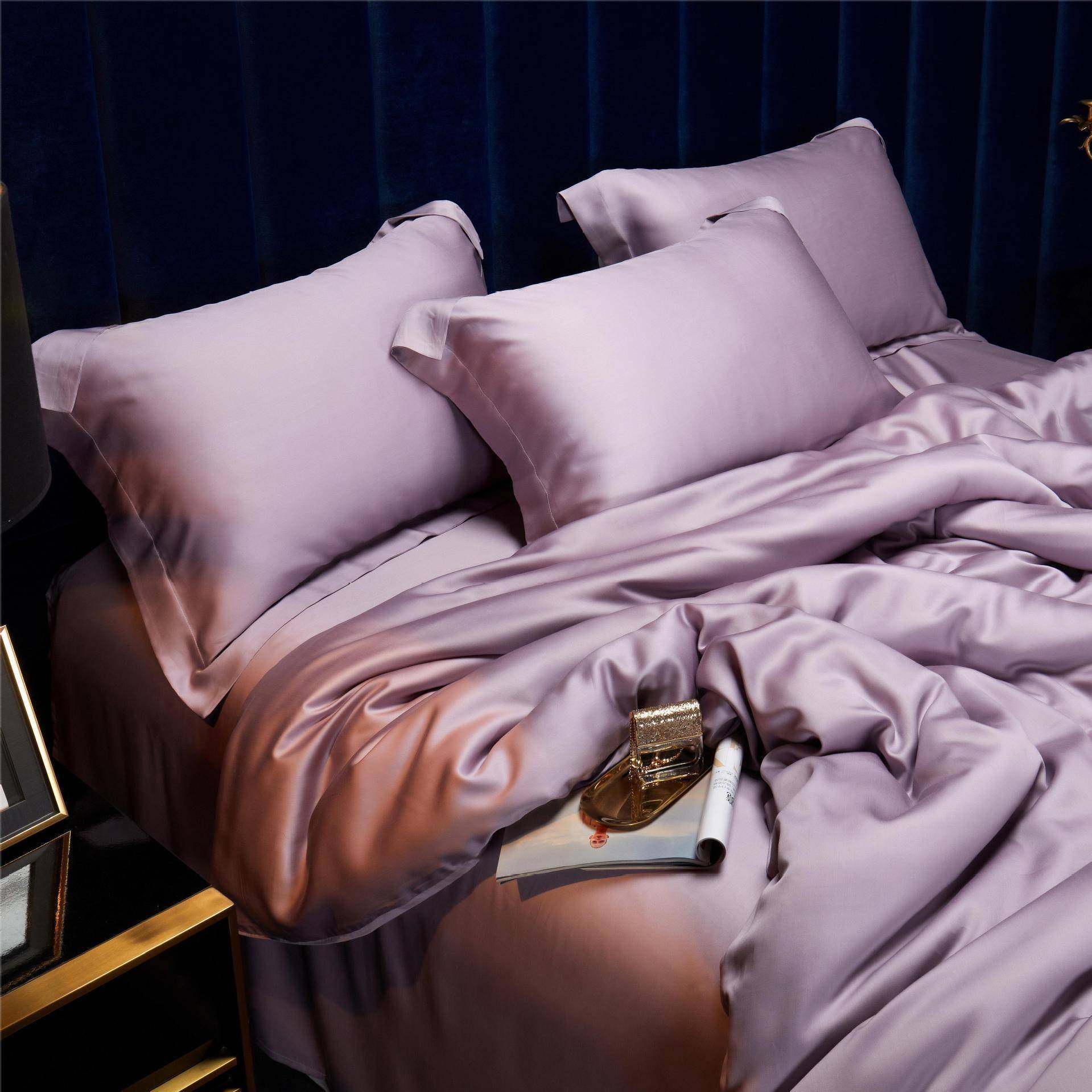 A类LF母婴级纯兰精天丝四件套高端简约风丝滑裸睡床单被套床用品4