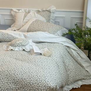 法式复古小碎花全棉双层纱四件套绉布荷叶花边南法风韩版蕾丝被套