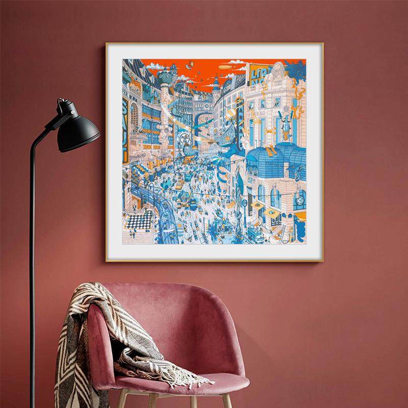 罗马玄关创意装饰画客厅餐厅正方形轻奢大幅挂画现代小众建筑壁画