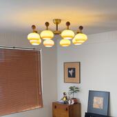 中古风柿子客厅吸顶灯新款 vie复古法式 卧室奶油风护眼实木灯