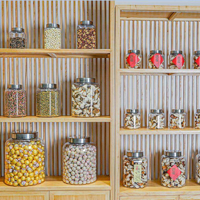 嘉宝不锈钢盖PC干货密封罐防潮透明储物罐厨房五谷杂粮陈皮收纳瓶