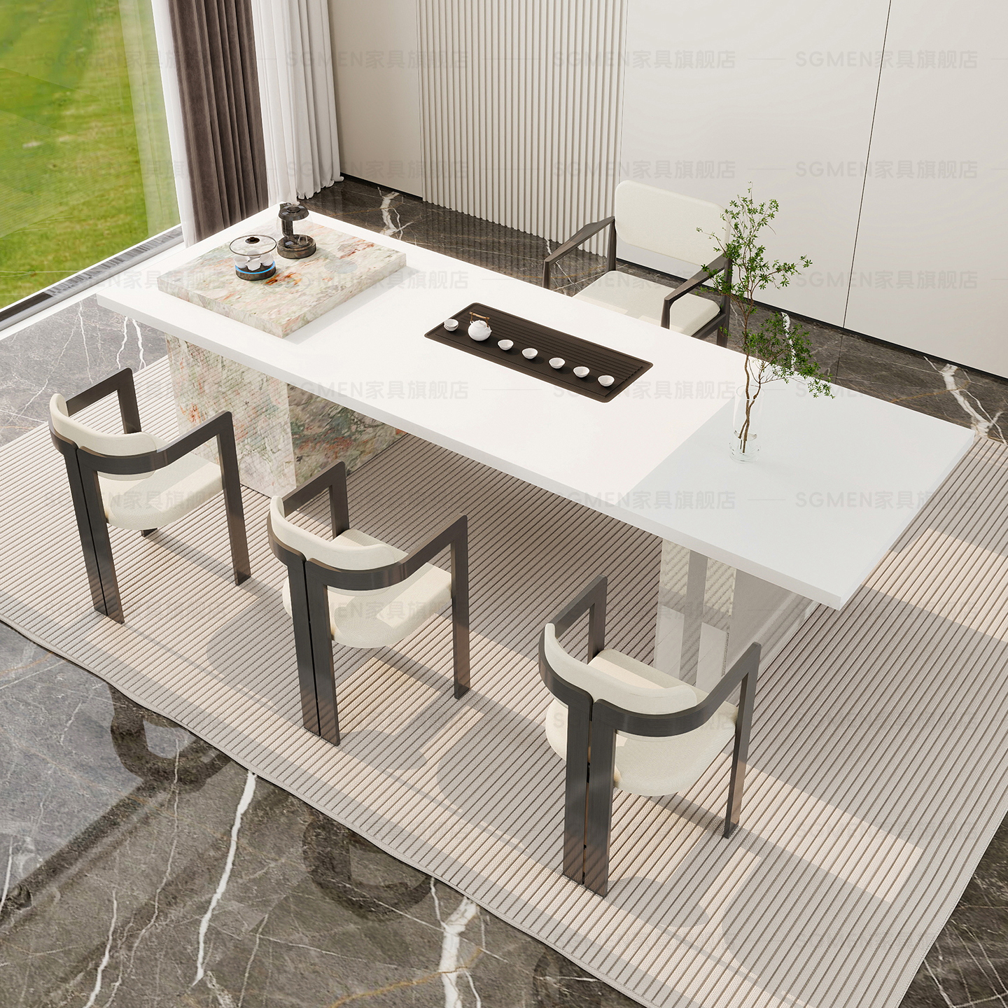 2025新款意式轻奢高级感岩板茶台