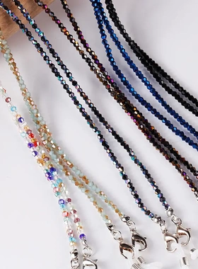 韩国简约水晶编织珠子眼镜链ins风口罩链项链首饰耳机链