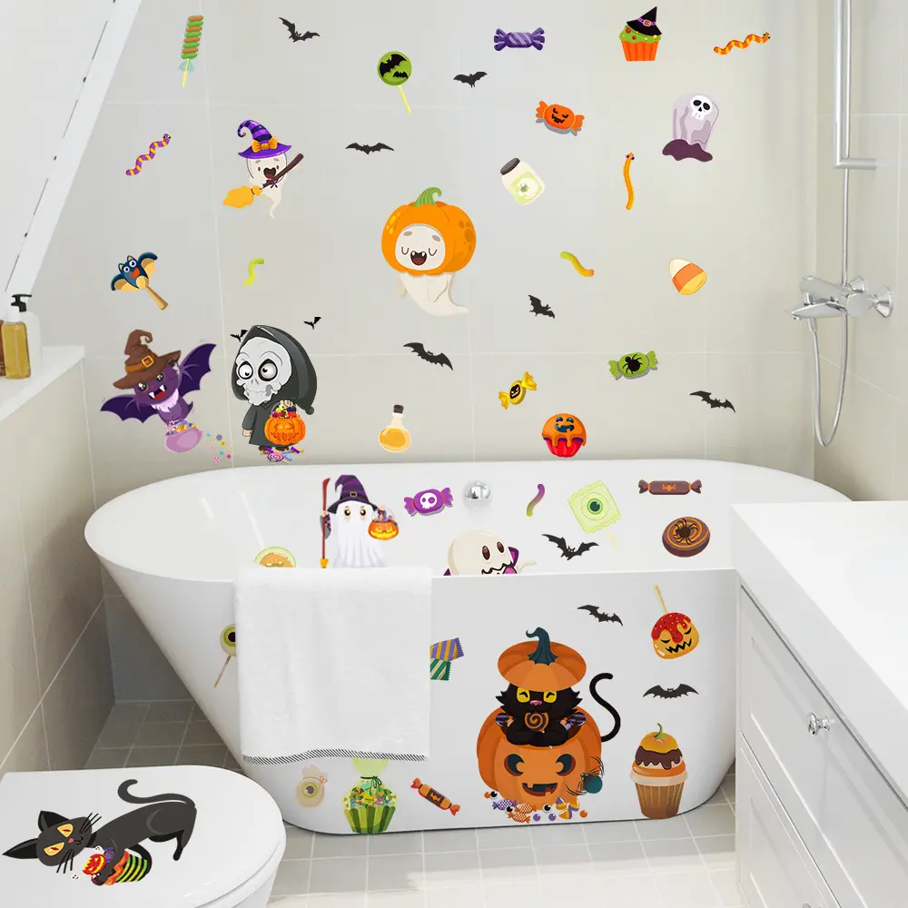 尚易spz-b058万圣节幽灵蝙蝠自粘防水防滑浴缸装饰浴缸贴