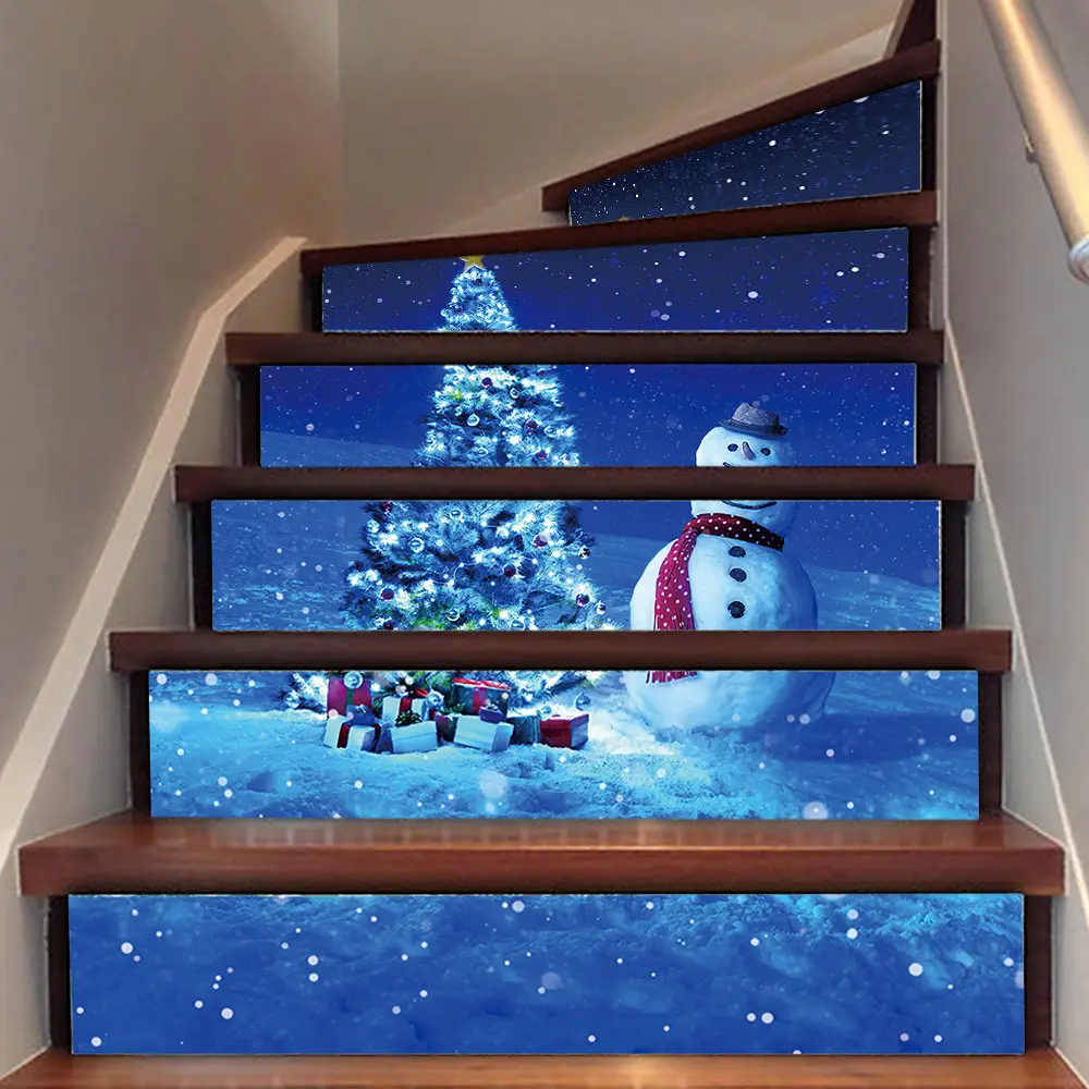 尚易圣诞节新款3d楼梯贴台阶可移除装饰贴纸翻新遮瑕墙贴