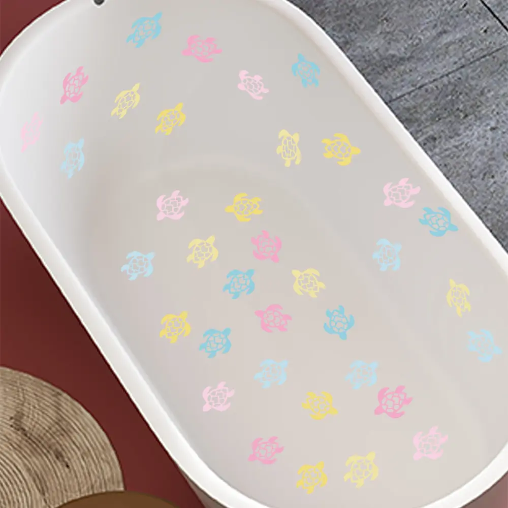 尚易sp-b035彩色乌龟浴室浴缸装饰自粘墙贴防水防滑浴缸贴纸