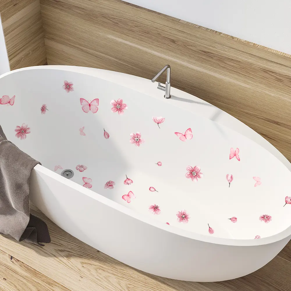 尚易spz-b124花朵防水墙贴自粘防滑浴缸装饰浴缸贴纸