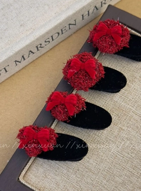 新年bi入!! 红色结对夹发夹女侧边小夹子前额刘海夹发饰头饰