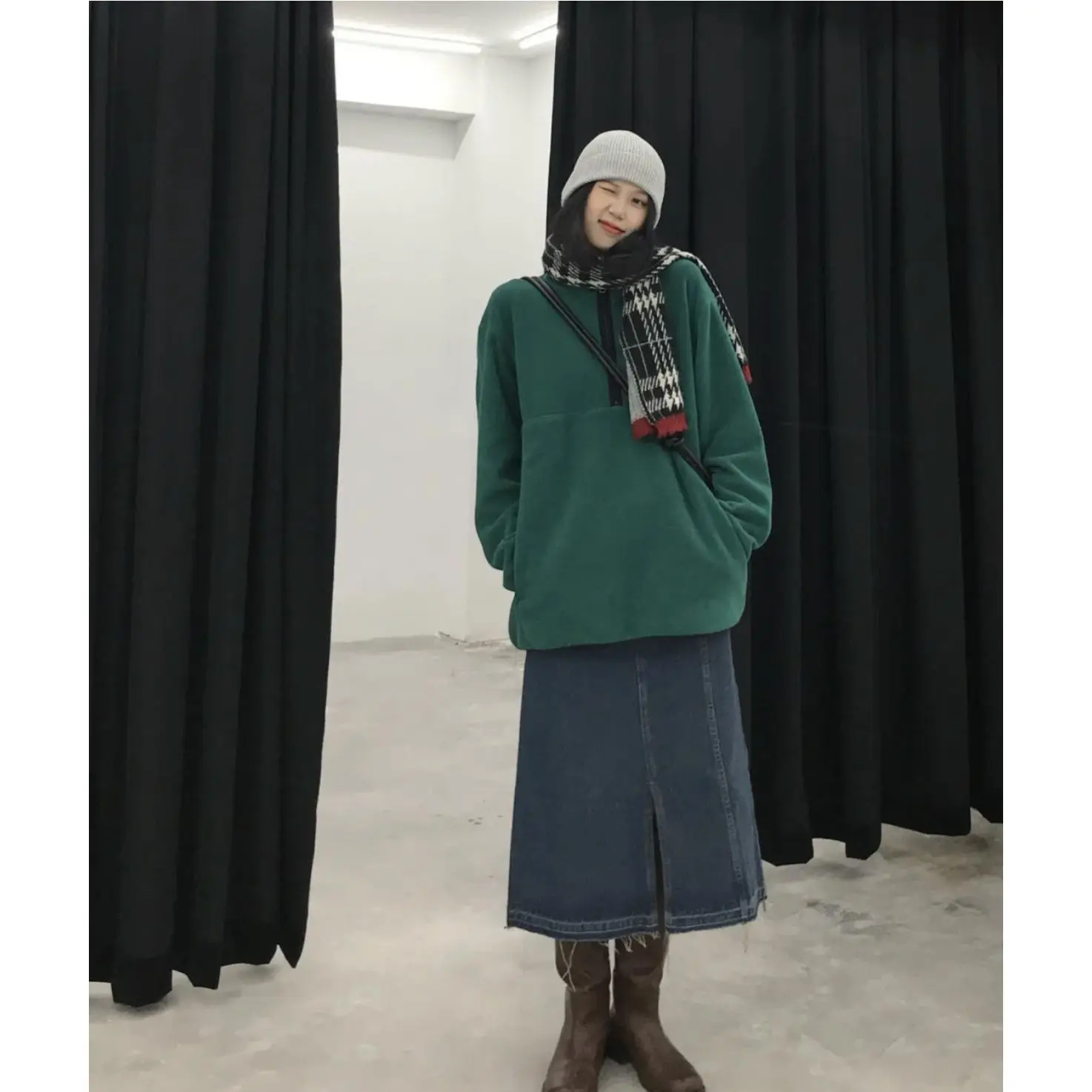 ieer冬季百搭韩版围脖格子情侣男女小围巾礼物短款学生日系ins