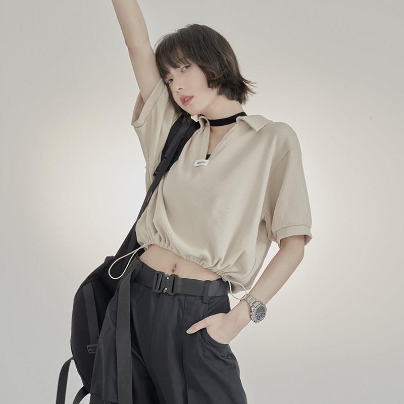 万有引力博物馆 POLO领短款短袖T恤女夏季2025新款体恤上衣POLO衫
