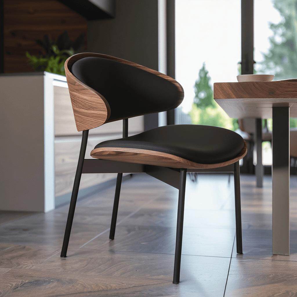 有叙伊姆斯实木餐椅家用现代简约胡桃木色酒店洽谈靠背椅子Eames