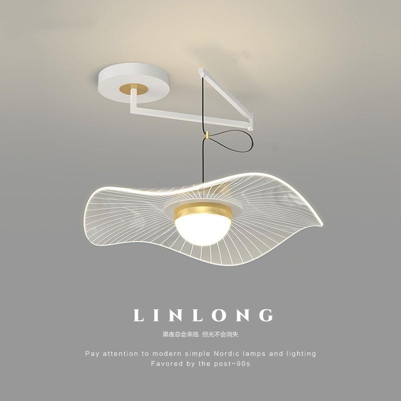 现代极简艺术可移位摇臂荷叶餐厅吊灯设计师款创意个性卧室客厅灯