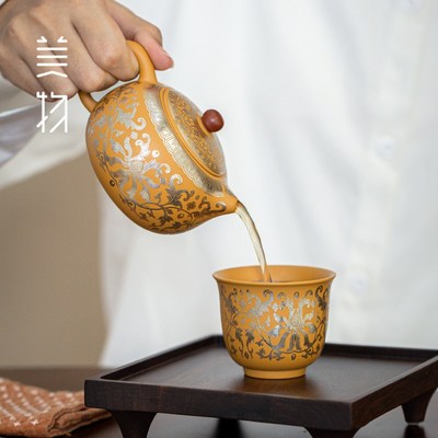 黄金段泥紫砂凤鸣西施壶禅之莲高档家用功夫茶具一X壶二杯泡茶壶