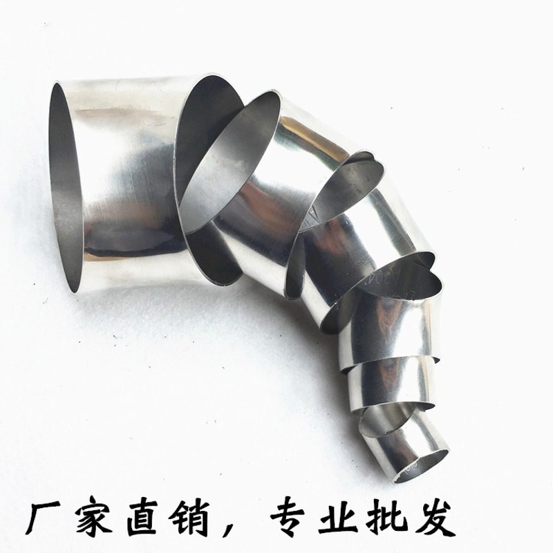 正宗304不锈钢45度对焊接弯头51/63/102转接管道配件对切冲压弯头