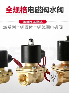 全铜常闭电磁水阀220V气阀24V 12V 2W160-15 2分4分1寸2w-025-08