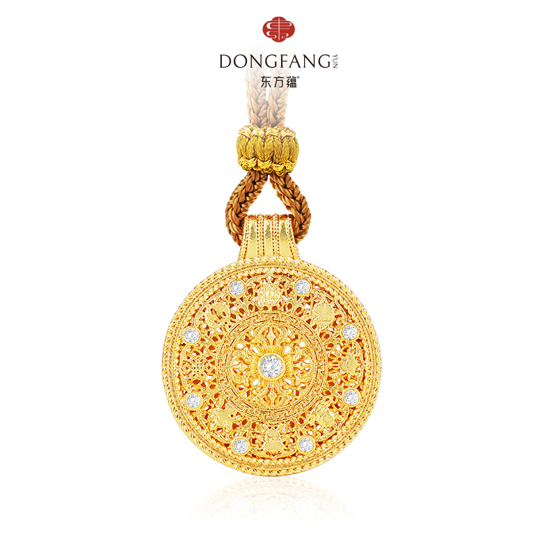 八宝罗盘足银999锆石吊坠珐琅彩