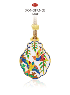 吊坠足银999鎏金珐琅雨燕双飞