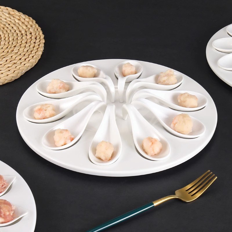 密胺虾滑盘子商用火锅店餐具菜盘牛羊肉丸鱼丸装盘器摆盘拼盘套装