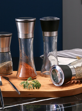 黑胡椒研磨器手动胡椒粉海盐佐料瓶子花椒粒家用304不锈钢调味罐