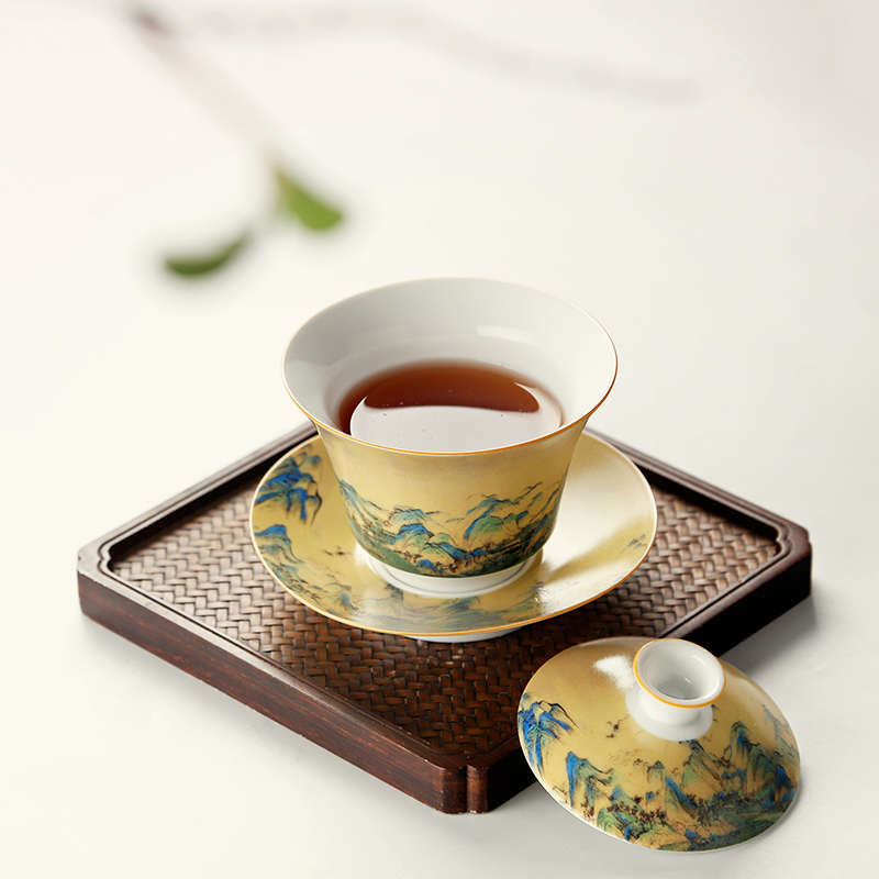 陶瓷三才盖碗茶具敬茶碗手抓壶泡茶器主人茶杯大号景德镇单个功夫