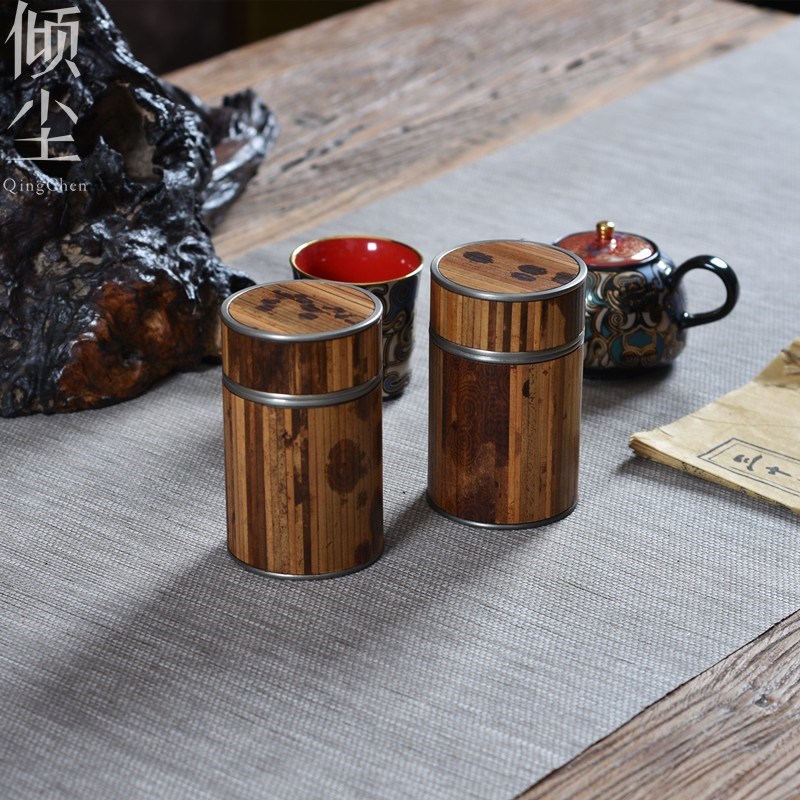 云妃竹锡茶叶罐 竹制茶仓 密封茶罐 便携散茶盒 绿茶红茶小锡罐