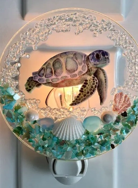 新款创意乌龟海洋墙壁灯贝壳场景装饰