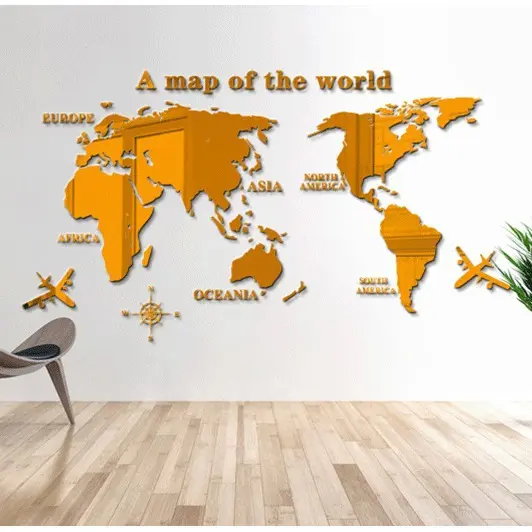 创意家居背景墙贴 亚克力3d立体墙贴 客厅电视背景墙世界地 图