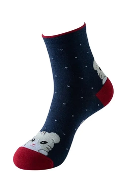 6双装袜子女中筒新款猫咪图案女士袜猫咪狗at长筒袜亚马