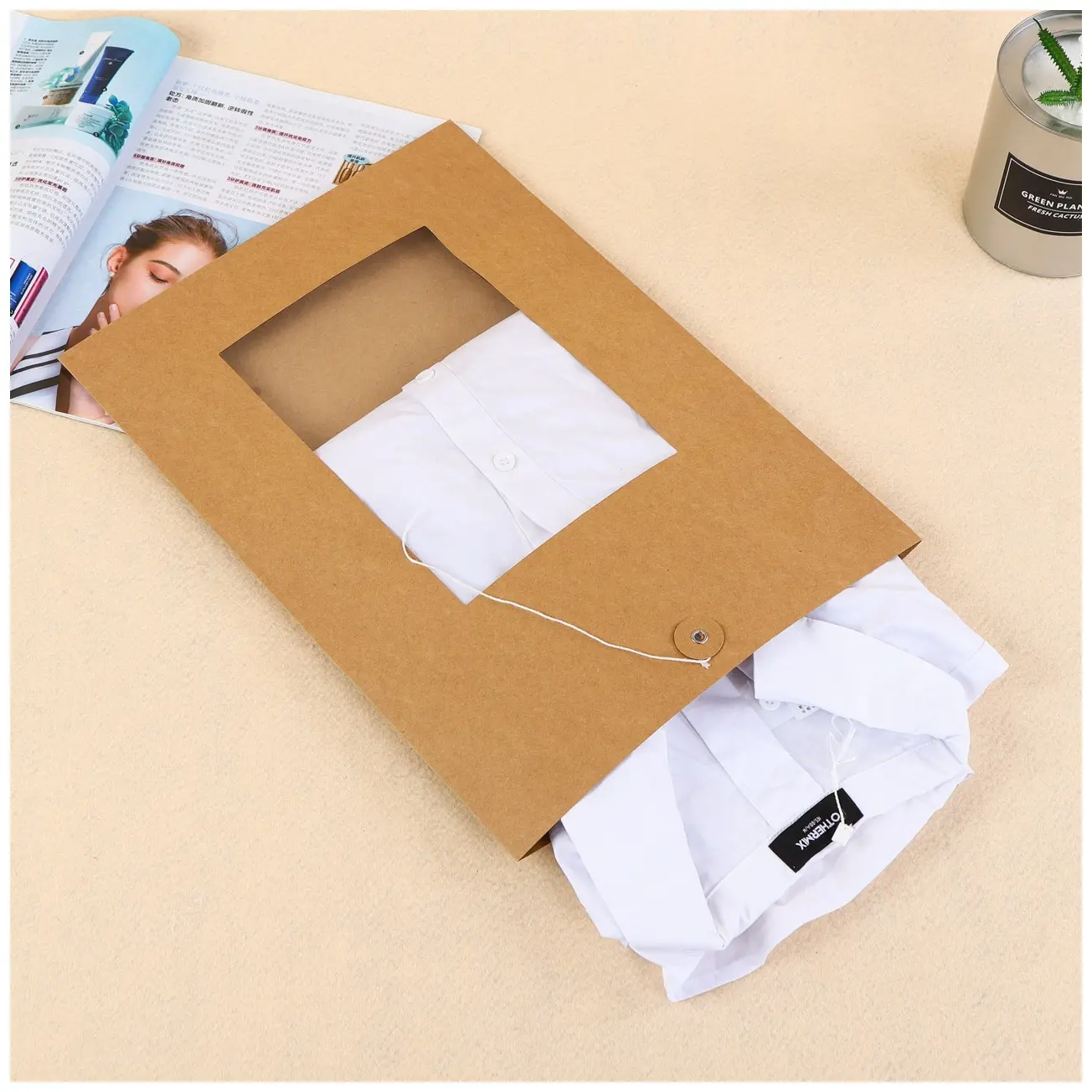 纸质衬衫服装包装poo黑卡白牛文件袋开窗档案袋贴膜t恤短袖