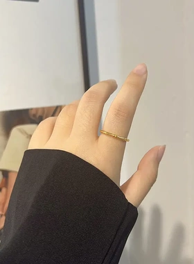 简约竹节钛钢戒指女时尚个性小众设计感食指戒2025年新款潮不掉色