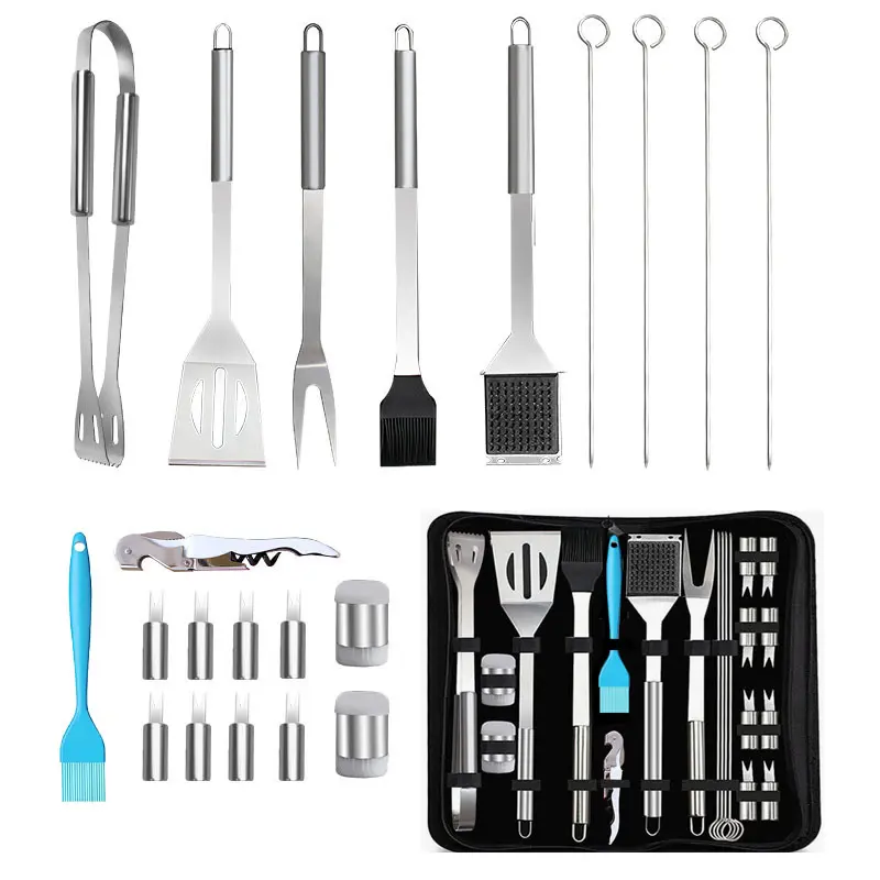 烧烤工具21件套装 带 布袋包装不锈钢材质组合套装烤具