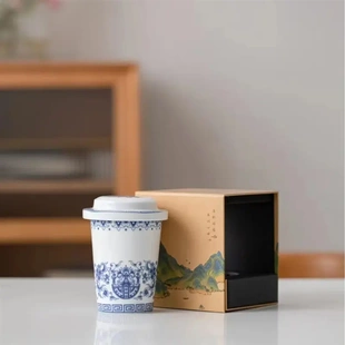 國潮復古風陶瓷辦公杯千里江山杯功夫茶具主人杯禮盒裝 杯