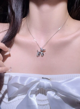 精致锆石微镶气球狗项链女轻奢小众设计冷淡风锁骨链高级百搭颈链