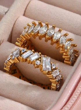 欧美饰品时尚个性满钻锆石戒指气质唯美时尚手饰戒指女