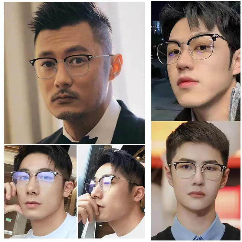 2025新款半框男士防蓝光平光镜商务时尚眼镜