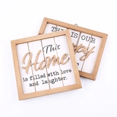 北居客厅墙壁装 饰相框木板画挂件 饰木制挂板 home图案装 新款